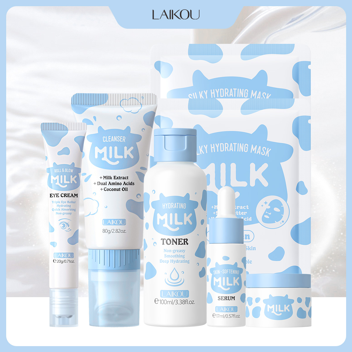 LAIKOU 6Pcs Milk Hydrating Ski - Korean Skincare Routine review and price
